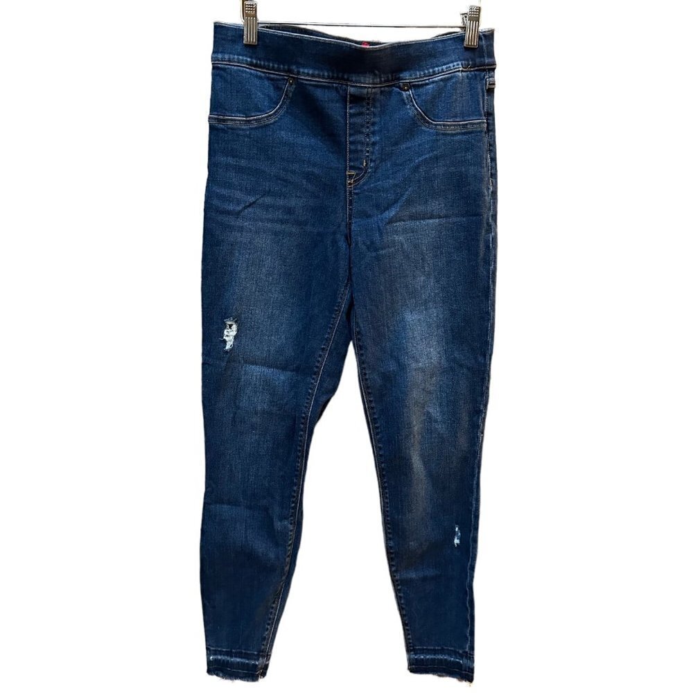 Spanx High Rise‎ Skinny Jeans Pull On Distressed Stretch Denim Capsule Size M